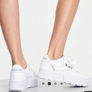 Reebok Club C Double GEO Sneakers in White/Sage